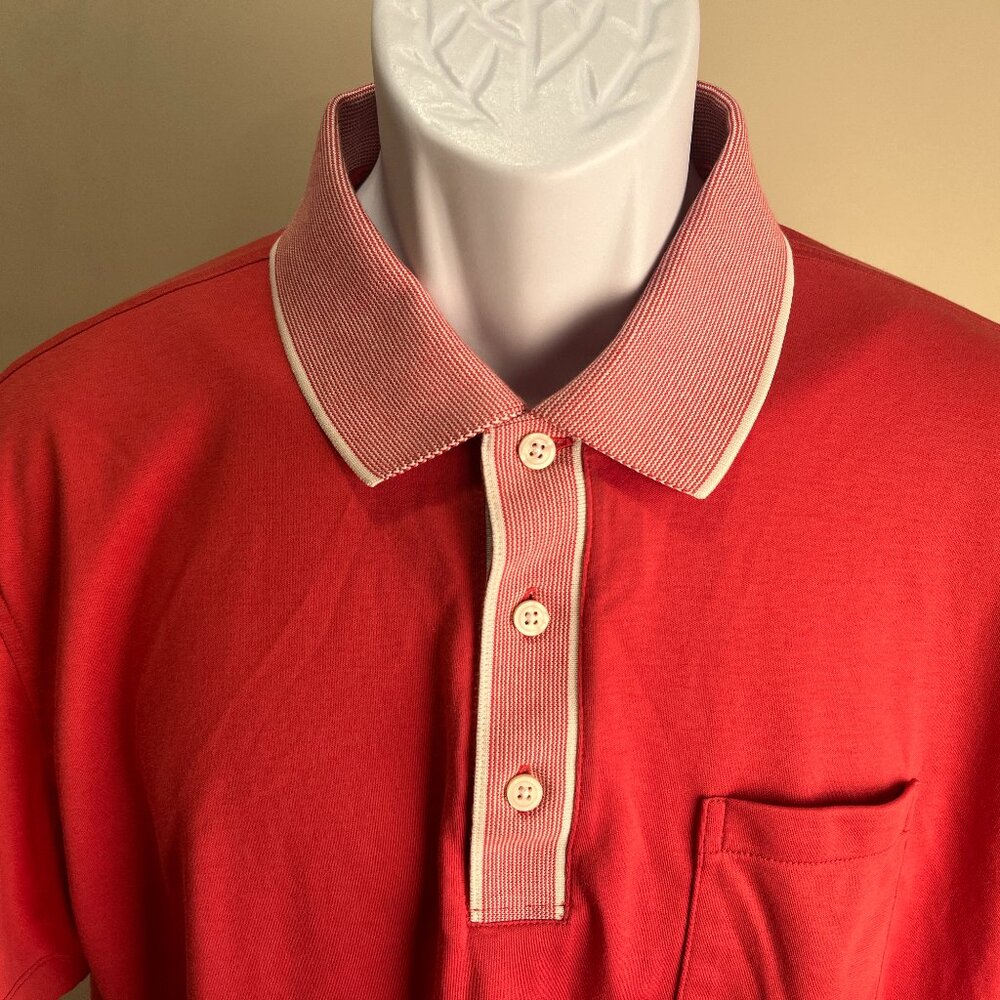 ⛳ UNTUCKit Men’s Salmon White Detailed Short Sleeve Golf Polo L 🔥